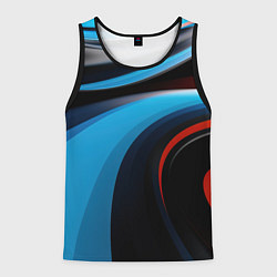 Майка-безрукавка мужская Черные и синии волны спортивный стиль, цвет: 3D-черный