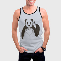 Майка-безрукавка мужская Panda love art, цвет: 3D-черный — фото 2