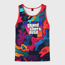 Мужская майка без рукавов Gta лого камуфляж кислотные кляксы