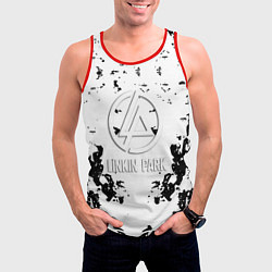 Майка-безрукавка мужская Linkin park краски лого чёрно белый, цвет: 3D-красный — фото 2