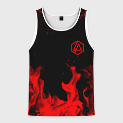 Майка-безрукавка мужская Linkin Park красный огонь лого, цвет: 3D-белый