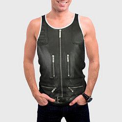 Майка-безрукавка мужская Terminator first - leather jacket, цвет: 3D-белый — фото 2
