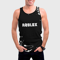 Майка-безрукавка мужская Roblox текстура краски белые, цвет: 3D-черный — фото 2
