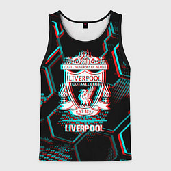 Майка-безрукавка мужская Liverpool FC в стиле glitch на темном фоне, цвет: 3D-черный