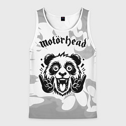 Мужская майка без рукавов Motorhead рок панда на светлом фоне