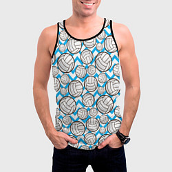 Майка-безрукавка мужская Мячи волейбольные паттерн, цвет: 3D-черный — фото 2