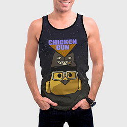 Майка-безрукавка мужская Chicken gun space, цвет: 3D-черный — фото 2