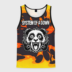 Мужская майка без рукавов System of a Down рок панда и огонь