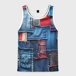 Майка-безрукавка мужская Джинсовая форма электрика, цвет: 3D-белый