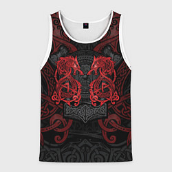 Майка-безрукавка мужская Кельтские узоры - волки и топоры, цвет: 3D-белый