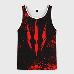 Мужская майка без рукавов The witcher - Краскый логотип и брызги