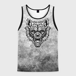 Майка-безрукавка мужская Яростный волк на текстурном фоне, цвет: 3D-черный