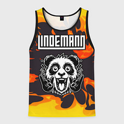 Майка-безрукавка мужская Lindemann рок панда и огонь, цвет: 3D-черный
