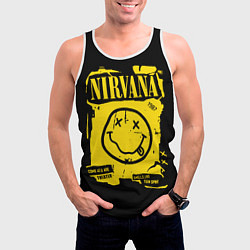 Майка-безрукавка мужская Nirvana - смайлик, цвет: 3D-белый — фото 2