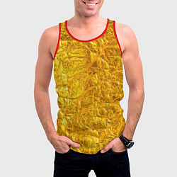 Майка-безрукавка мужская Текстура золотой мятой поверхности, цвет: 3D-красный — фото 2