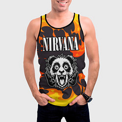Майка-безрукавка мужская Nirvana рок панда и огонь, цвет: 3D-черный — фото 2