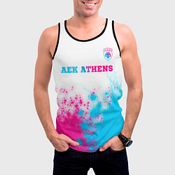 Майка-безрукавка мужская AEK Athens neon gradient style посередине, цвет: 3D-черный — фото 2