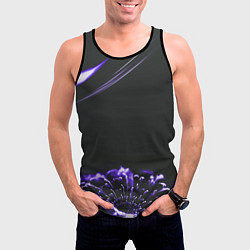 Майка-безрукавка мужская Неоновый фиолетовый цветок в темноте, цвет: 3D-черный — фото 2