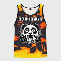 Майка-безрукавка мужская Breaking Benjamin рок панда и огонь, цвет: 3D-черный