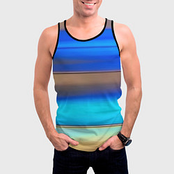 Майка-безрукавка мужская Голубые и коричневые полосы, цвет: 3D-черный — фото 2