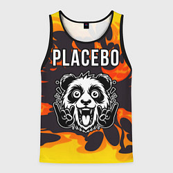 Майка-безрукавка мужская Placebo рок панда и огонь, цвет: 3D-черный