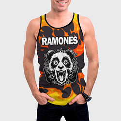 Майка-безрукавка мужская Ramones рок панда и огонь, цвет: 3D-черный — фото 2