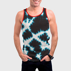 Майка-безрукавка мужская Тёмно синий тай дай, цвет: 3D-красный — фото 2