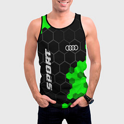 Майка-безрукавка мужская Audi green sport hexagon, цвет: 3D-черный — фото 2