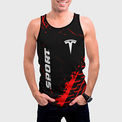 Майка-безрукавка мужская Tesla red sport tires, цвет: 3D-черный — фото 2