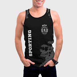 Майка-безрукавка мужская Sporting sport на темном фоне вертикально, цвет: 3D-черный — фото 2
