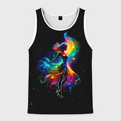 Мужская майка без рукавов Неоновая танцовщица в звездном небе