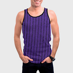 Майка-безрукавка мужская Полосатый яркий фиолетовый, цвет: 3D-черный — фото 2