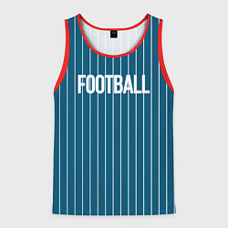 Мужская майка без рукавов Синий с белым полосатый узор с надписью футбол