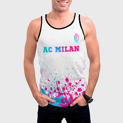 Майка-безрукавка мужская AC Milan neon gradient style посередине, цвет: 3D-черный — фото 2