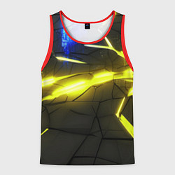 Мужская майка без рукавов Желтый на черном неон из разлома плит