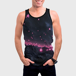 Майка-безрукавка мужская Яркие пирамидки в космосе, цвет: 3D-черный — фото 2