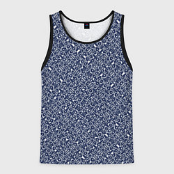 Мужская майка без рукавов Сине-белый паттерн узорчатый