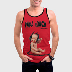 Майка-безрукавка мужская Papa Roach - baby with headphones, цвет: 3D-черный — фото 2