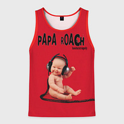 Майка-безрукавка мужская Papa Roach - baby with headphones, цвет: 3D-красный