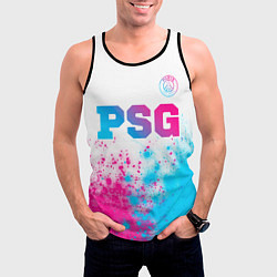 Майка-безрукавка мужская PSG neon gradient style посередине, цвет: 3D-черный — фото 2