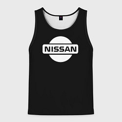 Майка-безрукавка мужская Nissan logo white, цвет: 3D-черный