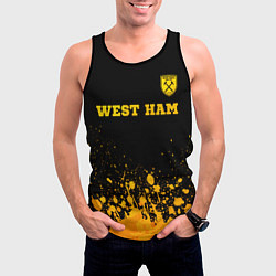 Майка-безрукавка мужская West Ham - gold gradient посередине, цвет: 3D-черный — фото 2