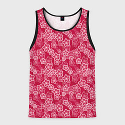 Мужская майка без рукавов Красно-белый цветочный узор ретро