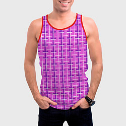Майка-безрукавка мужская Фиолетовые полосы, цвет: 3D-красный — фото 2