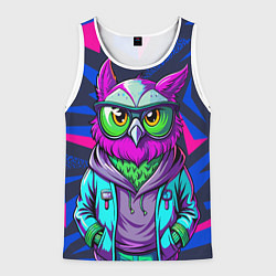 Мужская майка без рукавов Модная сова сине-фиолетовый фон