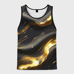Майка-безрукавка мужская Черно-золотая волнистая текстура, цвет: 3D-черный