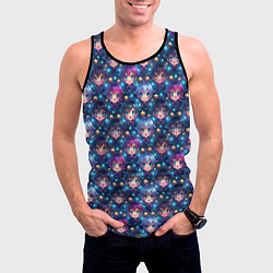 Майка-безрукавка мужская Парень и девушка аниме паттерн, цвет: 3D-черный — фото 2