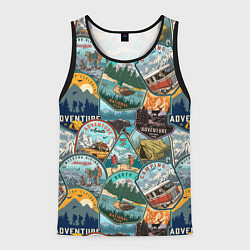 Майка-безрукавка мужская Adventure stickers, цвет: 3D-черный