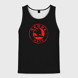 Мужская майка без рукавов Skoda red logo