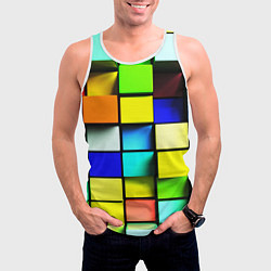 Майка-безрукавка мужская Оптические кубы, цвет: 3D-белый — фото 2